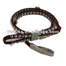 Red Rhinestones Leather Belt For Woman